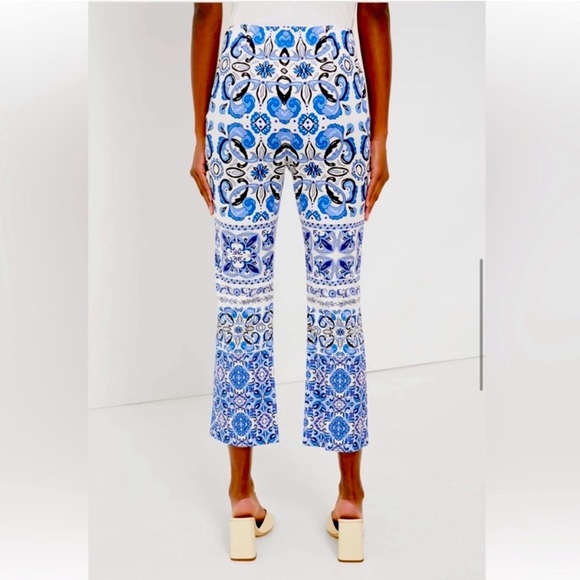 Tuckernuck Majolica Tile blue and white Ashford cropped ankle pants size Small - Picture 2 of 10